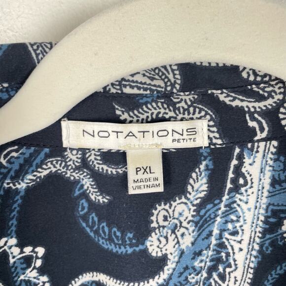 90s Vintage Notations Blue Paisley Button Up Long Sleeve Blouse Top Size PXL - Picture 4 of 8